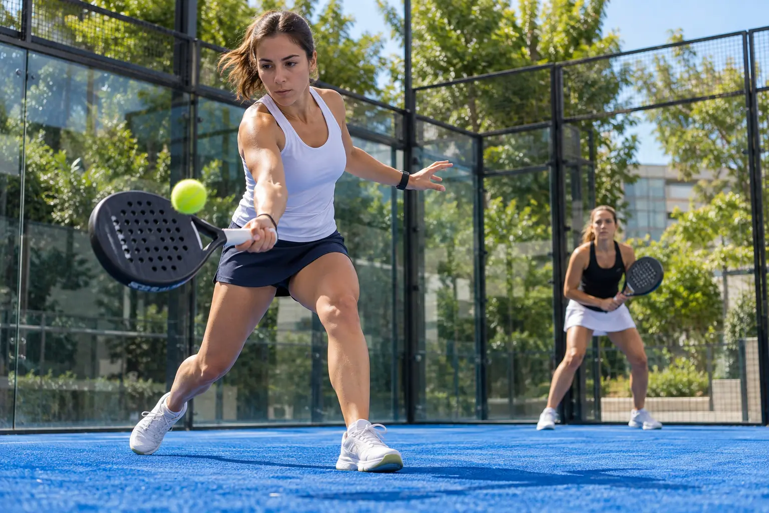 Illusztráció: egy nő padellabdamenetet játszik